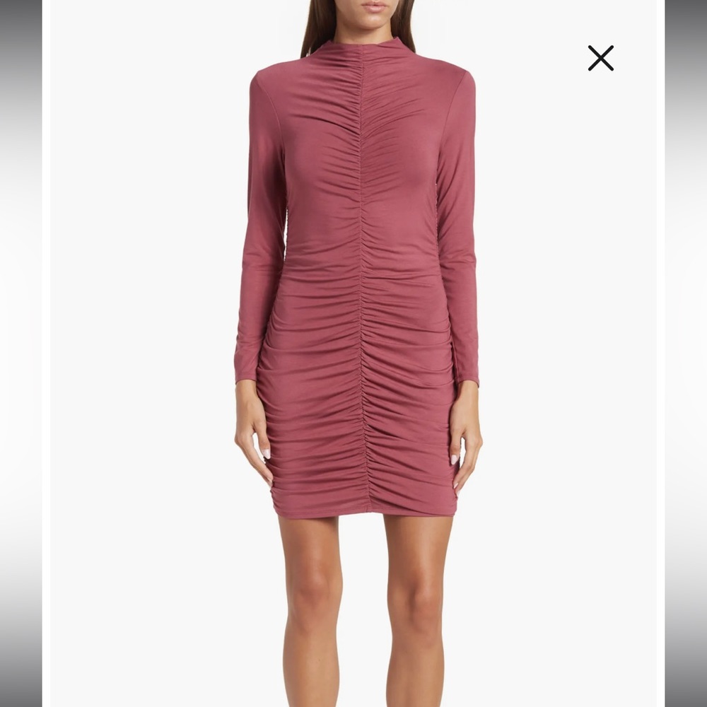 NWT Lush Long Sleeve Rouched Front Body Con Mini Dress